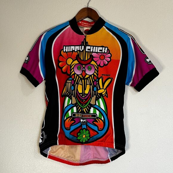 World Jersey Hippy Chick Wise Owl Groovy Cycling Precaryous Biker Medium Shirt - Picture 3 of 11